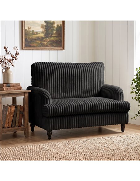 HOMCOM Corduroy Single Sofa Armchair, Modern Accent Chair with Stripes, Turned Legs and Wide Seat, Black - pic 208248 | FastDaddyshop