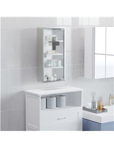 HOMCOM 4 Tier Stainless Steel Wall Mounted Medicine Cabinet with Glass Lockable Door, Silver 2