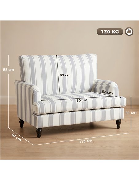 HOMCOM Velvet Single Sofa Armchair, Modern Accent Chair with Stripes, Turned Legs and Wide Seat, Grey - pic 208253 | FastDaddyshop
