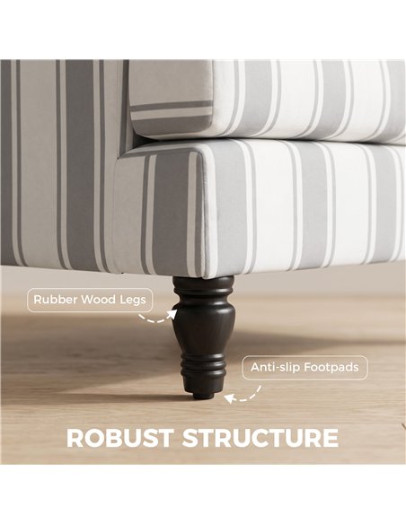 HOMCOM Velvet Single Sofa Armchair, Modern Accent Chair with Stripes, Turned Legs and Wide Seat, Grey - pic 208256 | FastDaddyshop