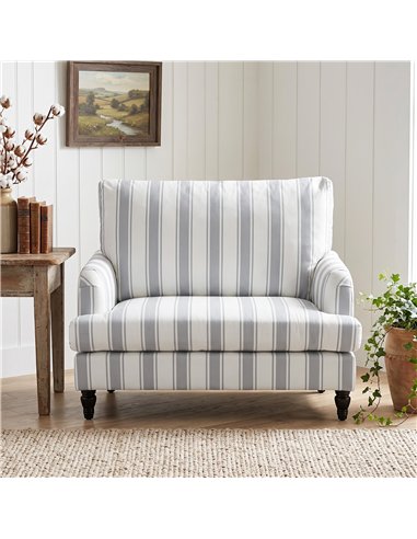 HOMCOM Velvet Single Sofa Armchair, Modern Accent Chair with Stripes, Turned Legs and Wide Seat, Grey