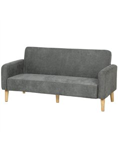 HOMCOM 2 Seater Sofa, Velvet Small Couch with 20cm Thick Padding, Wide and Deep Seat, Grey