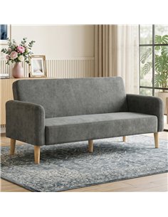 HOMCOM 2 Seater Sofa, Velvet Small Couch with 20cm Thick Padding, Wide and Deep Seat, Grey 2