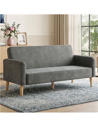 HOMCOM 2 Seater Sofa, Velvet Small Couch with 20cm Thick Padding, Wide and Deep Seat, Grey