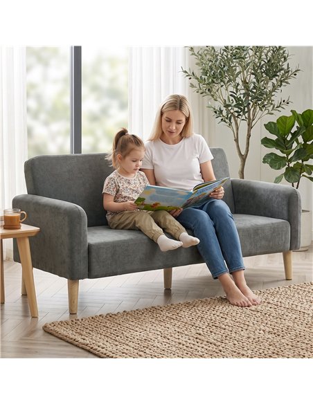 HOMCOM 2 Seater Sofa, Velvet Small Couch with 20cm Thick Padding, Wide and Deep Seat, Grey - pic 208267 | FastDaddyshop