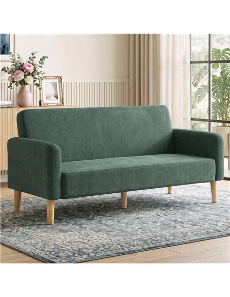 HOMCOM 2 Seater Sofa, Velvet Small Couch with 20cm Thick Padding, Wide and Deep Seat, Dark Green - pic 208270 | FastDaddyshop