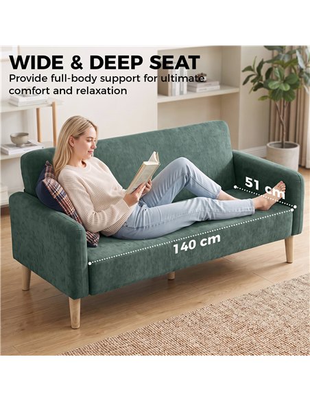 HOMCOM 2 Seater Sofa, Velvet Small Couch with 20cm Thick Padding, Wide and Deep Seat, Dark Green - pic 208274 | FastDaddyshop