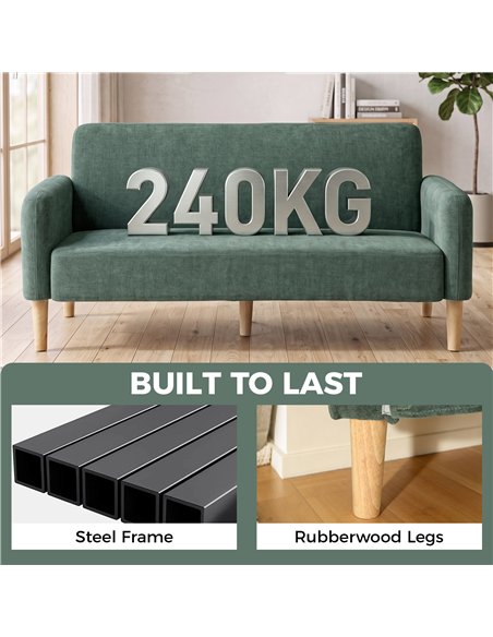 HOMCOM 2 Seater Sofa, Velvet Small Couch with 20cm Thick Padding, Wide and Deep Seat, Dark Green - pic 208275 | FastDaddyshop