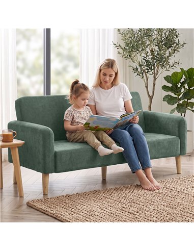 HOMCOM 2 Seater Sofa, Velvet Small Couch with 20cm Thick Padding, Wide and Deep Seat, Dark Green