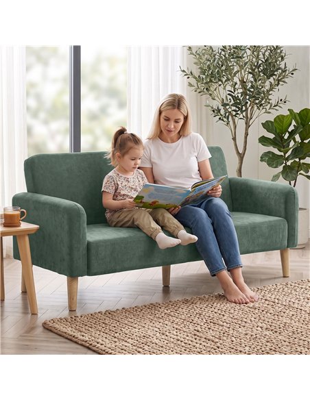 HOMCOM 2 Seater Sofa, Velvet Small Couch with 20cm Thick Padding, Wide and Deep Seat, Dark Green - pic 208276 | FastDaddyshop