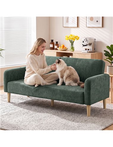 HOMCOM 2 Seater Sofa, Velvet Small Couch with 20cm Thick Padding, Wide and Deep Seat, Dark Green