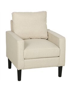 HOMCOM Accent Chair, Removable Pillow Linen Armchair with Comfy Spring Cushion for Living Room, Bedroom, Study, Cream