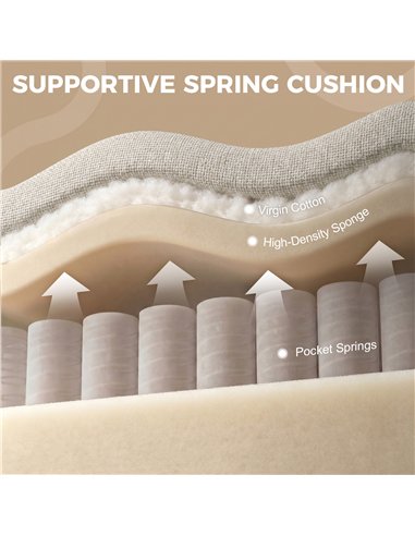 HOMCOM Accent Chair, Removable Pillow Linen Armchair with Comfy Spring Cushion for Living Room, Bedroom, Study, Cream