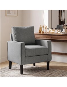 HOMCOM Accent Chair, Removable Pillow Linen Armchair with Comfy Spring Cushion for Living Room, Bedroom, Study, Dark Grey 2