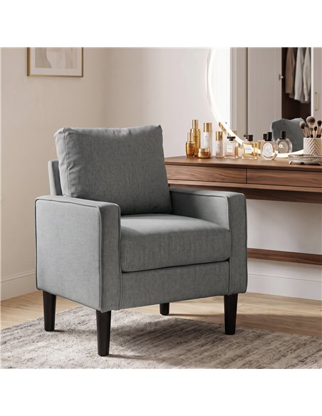 HOMCOM Accent Chair, Removable Pillow Linen Armchair with Comfy Spring Cushion for Living Room, Bedroom, Study, Dark Grey - pic 208288 | FastDaddyshop