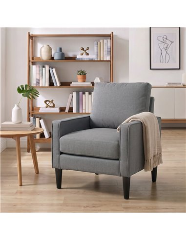 HOMCOM Accent Chair, Removable Pillow Linen Armchair with Comfy Spring Cushion for Living Room, Bedroom, Study, Dark Grey