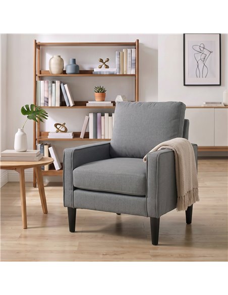 HOMCOM Accent Chair, Removable Pillow Linen Armchair with Comfy Spring Cushion for Living Room, Bedroom, Study, Dark Grey - pic 208295 | FastDaddyshop