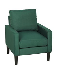 HOMCOM Accent Chair, Removable Pillow Linen Armchair with Comfy Spring Cushion for Living Room, Bedroom, Study, Dark Green