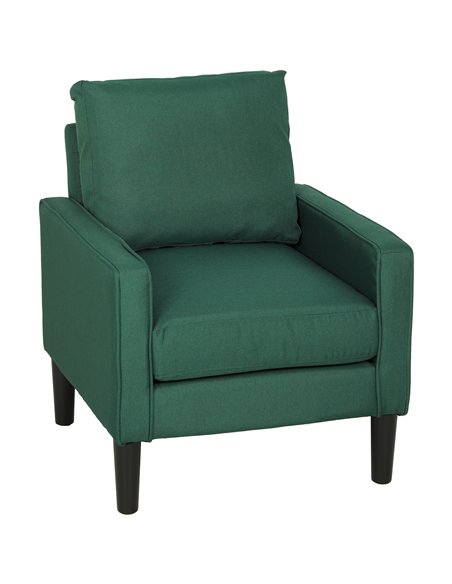 HOMCOM Accent Chair, Removable Pillow Linen Armchair with Comfy Spring Cushion for Living Room, Bedroom, Study, Dark Green - pic 208296 | FastDaddyshop