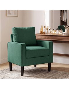 HOMCOM Accent Chair, Removable Pillow Linen Armchair with Comfy Spring Cushion for Living Room, Bedroom, Study, Dark Green 2