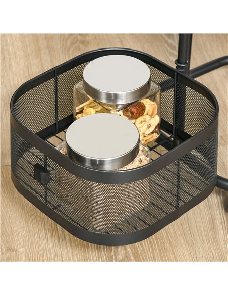 HOMCOM Metal Storage Cart, 4-Tier Storage Trolley on Wheels with 4 Mesh Baskets and Top Tray, Black - pic 208312 | FastDaddyshop