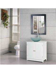 HOMCOM Under Sink Bathroom 2 Layers Storage Cabinet, White 2
