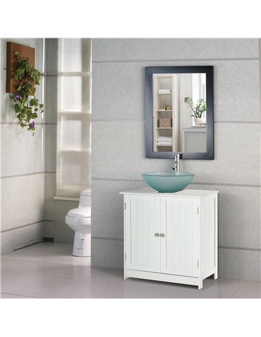 HOMCOM Under Sink Bathroom 2 Layers Storage Cabinet, White
