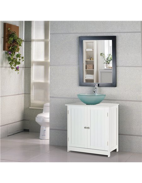 HOMCOM Under Sink Bathroom 2 Layers Storage Cabinet, White - pic 20834 | FastDaddyshop