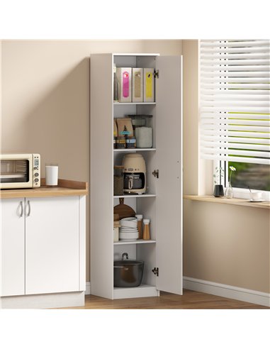 HOMCOM 180cm Tall Kitchen Cupboard, Freestanding 5-Tier Pantry Storage Cabinet with Adjustable Shelf, White