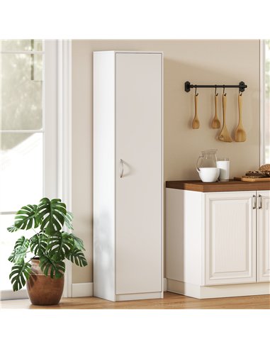 HOMCOM 180cm Tall Kitchen Cupboard, Freestanding 5-Tier Pantry Storage Cabinet with Adjustable Shelf, White