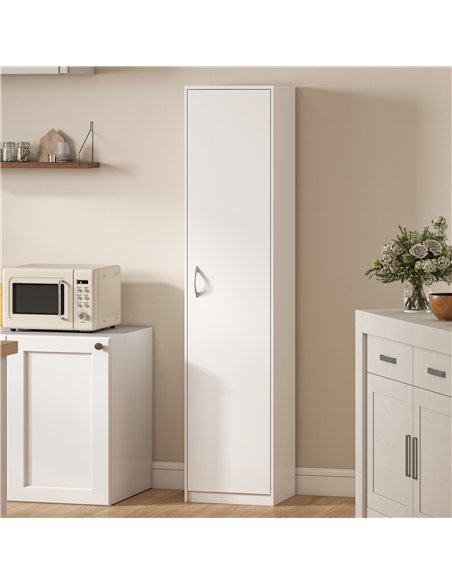 HOMCOM 180cm Tall Kitchen Cupboard, Freestanding 5-Tier Pantry Storage Cabinet with Adjustable Shelf, White - pic 208348 | FastDaddyshop