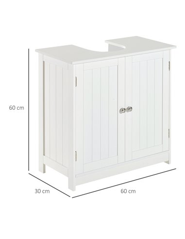 HOMCOM Under Sink Bathroom 2 Layers Storage Cabinet, White