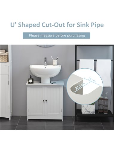 HOMCOM Under Sink Bathroom 2 Layers Storage Cabinet, White