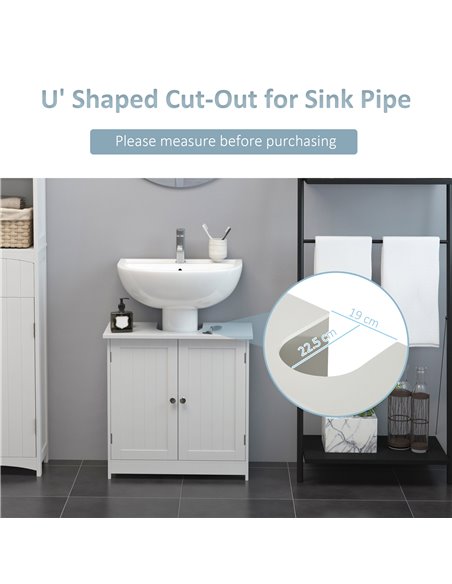 HOMCOM Under Sink Bathroom 2 Layers Storage Cabinet, White - pic 20836 | FastDaddyshop