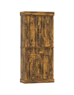 HOMCOM Tall Kitchen Cupboard, Kitchen Pantry Cabinet with Adjustable Shelves & Soft-close doors, Brown