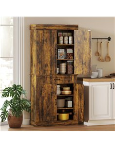 HOMCOM Tall Kitchen Cupboard, Kitchen Pantry Cabinet with Adjustable Shelves & Soft-close doors, Brown 2