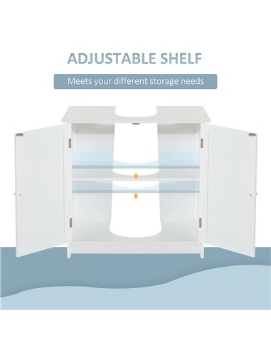 HOMCOM Under Sink Bathroom 2 Layers Storage Cabinet, White