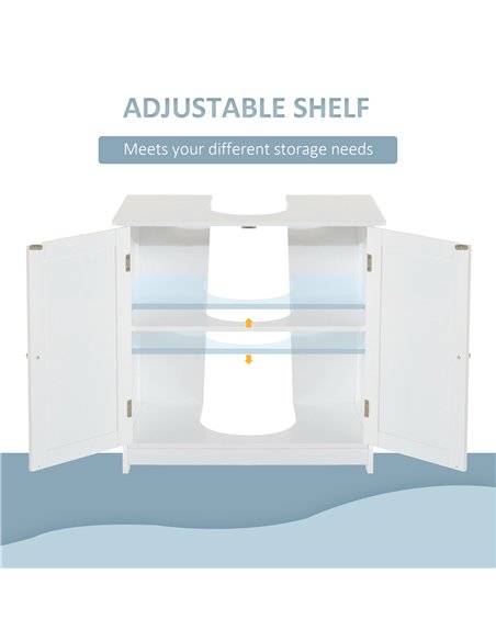 HOMCOM Under Sink Bathroom 2 Layers Storage Cabinet, White - pic 20837 | FastDaddyshop