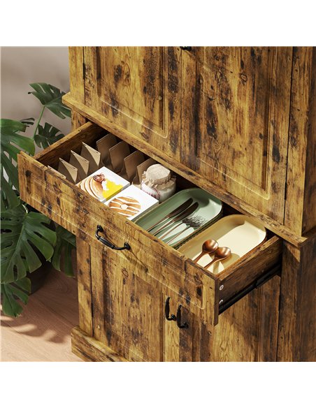 HOMCOM Tall Kitchen Cupboard, Kitchen Pantry Cabinet with Adjustable Shelves & Soft-close doors, Brown - pic 208376 | FastDaddyshop