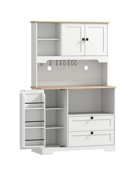HOMCOM Kitchen Cupboard, Freestanding Kitchen Cabinet with 2 Cabinets, 2 Drawers, Open and Adjustable Shelves, White - pic 208377 | FastDaddyshop