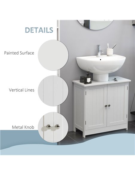 HOMCOM Under Sink Bathroom 2 Layers Storage Cabinet, White - pic 20838 | FastDaddyshop