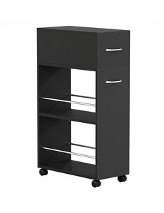 HOMCOM Rolling Storage Unit, 3-Tier Kitchen Cart Trolley with Drawer, Surface Top and 4 Universal Wheels, Black
