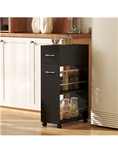 HOMCOM Rolling Storage Unit, 3-Tier Kitchen Cart Trolley with Drawer, Surface Top and 4 Universal Wheels, Black 2