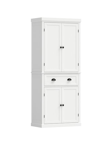 HOMCOM Tall Kitchen Cupboard, 183 cm Freestanding Storage Cabinet with Drawer, 4 Doors and Adjustable Shelves, White - pic 208395 | FastDaddyshop
