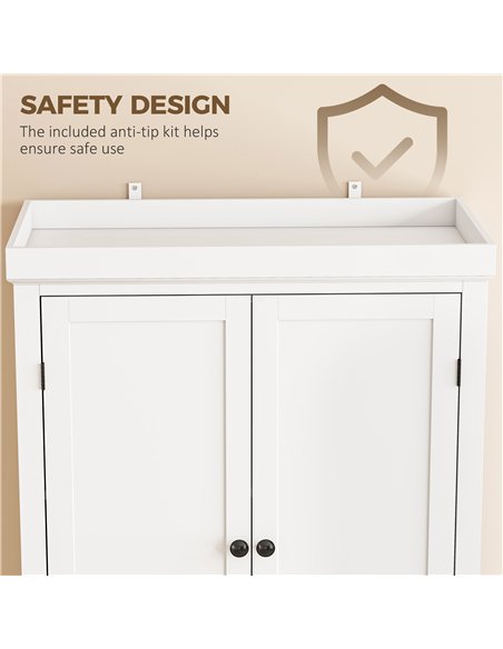 HOMCOM Tall Kitchen Cupboard, 183 cm Freestanding Storage Cabinet with Drawer, 4 Doors and Adjustable Shelves, White - pic 208400 | FastDaddyshop