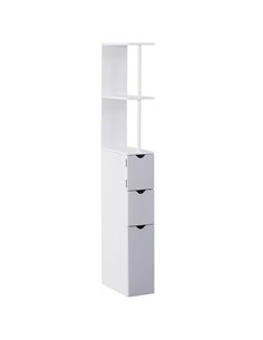 HOMCOM Bathroom Storage Cabinet Unit with Tall Shelf, Drawers, Grey and White