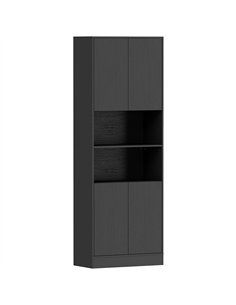 HOMCOM 170 cm Kitchen Pantry Cabinet, Freestanding Storage Cabinet with Soft-Close Hinges, Black Wood Effect
