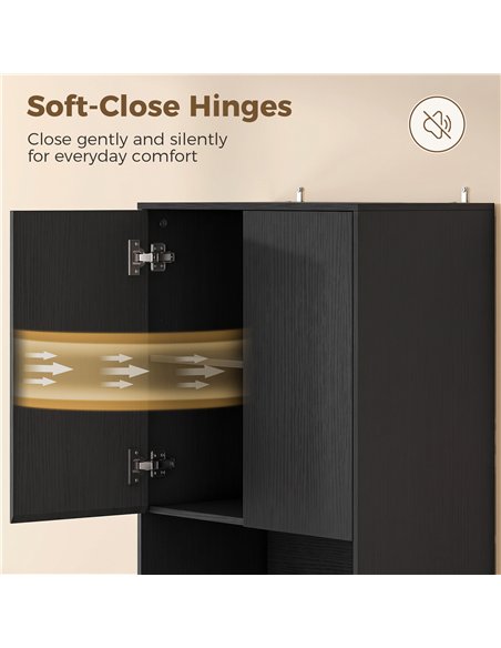 HOMCOM 170 cm Kitchen Pantry Cabinet, Freestanding Storage Cabinet with Soft-Close Hinges, Black Wood Effect - pic 208426 | FastDaddyshop