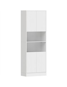 HOMCOM 170 cm Kitchen Pantry Cabinet, Freestanding Storage Cabinet with Soft-Close Hinges, White Wood Effect