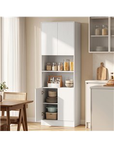HOMCOM 170 cm Kitchen Pantry Cabinet, Freestanding Storage Cabinet with Soft-Close Hinges, White Wood Effect 2